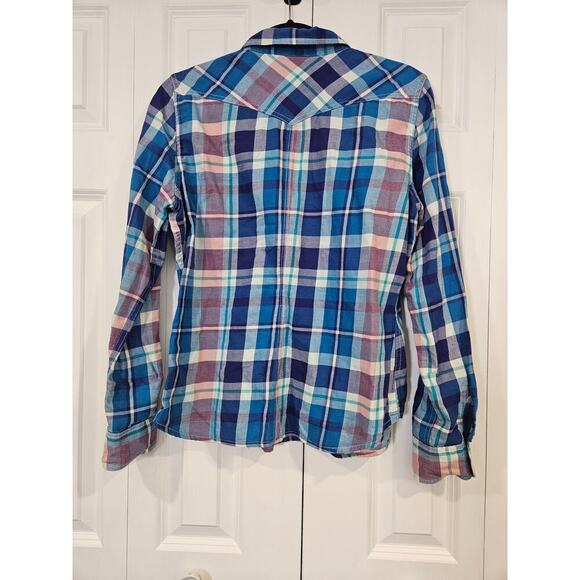 American Eagle Outfitters Blue Plaid Button Down Shirt - Picture 2 of 8